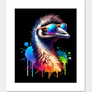 Watercolor Cool Emu Bird Posters and Art